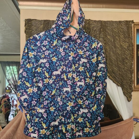 K2 Unicorn rain hoodie filled w/magical Unicorns fleece lined pckts Carter's Sz8 - Picture 3 of 7